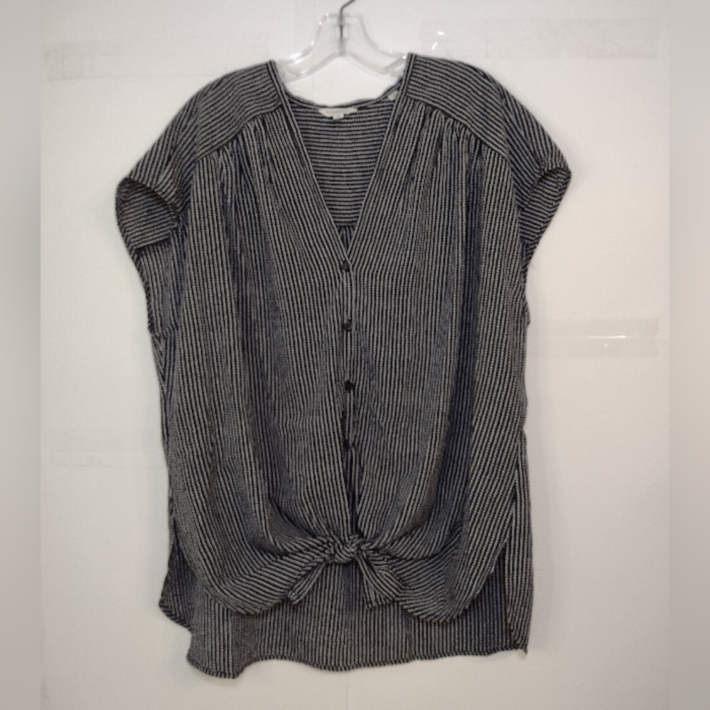 Max Studio Black and White Striped Blouse Size (2X)